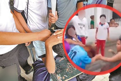 Captura de pantalla de la riña entre estudiantes y mayores de edad.