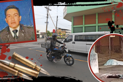 El cuerpo del cabo Luis Miguel Chango Espín quedó cerca de una carretilla de alimentos rápidos.