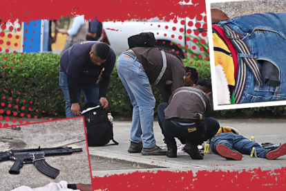 Junto al cadáver del presunto sicario se hallaron estas dos armas.