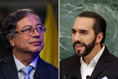 El presidente de Colombia, Gustavo Petro, y su homólogo salvadoreño, Nayib Bukele.