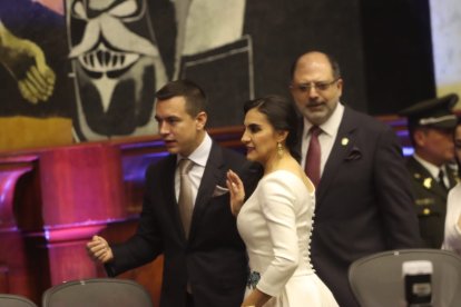El Presidente, Daniel Noboa; la vicepresidenta, Verónica Abad, y el Presidente de la Asamblea Nacional, Henry Kronfle.