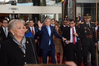Guillermo Lasso, a su salida de la Asamblea.
