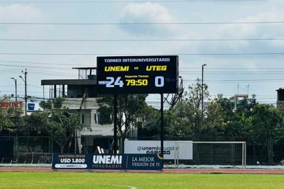 Marcador final del encuentro entre la UNEMI y la UTEG.