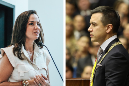 Marcela Aguiñaga y Daniel Noboa conversaron de algunos temas.