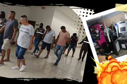 Los seis sospechosos fueron presentados en las instalaciones de la Policía Judicial, cuya unidad se encargó de la investigación.