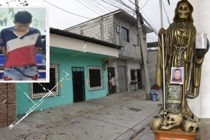Esta imagen de la Santa Muerte fue hallada en la casa donde residía el presunto objetivo de los criminales.