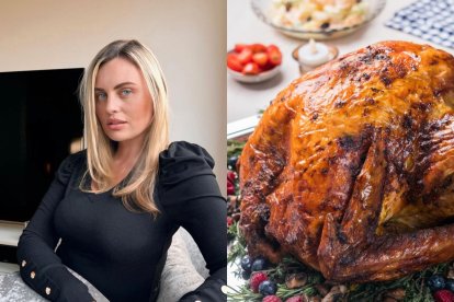 Carla Bellucci prepará un plato con pavo en la cena que cobrará a su familia.