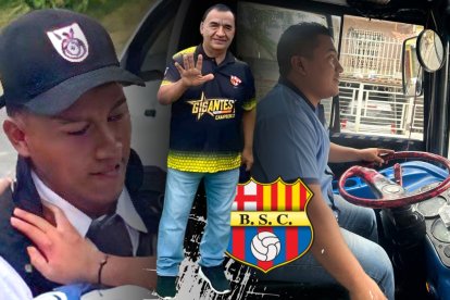 Daivy Franco el guardia que cargo a la estudiantes y el conductor Daniel Medina Hidalgo, recibiran obsequios futboleros de parte del barcelonista Ángel Encalada.