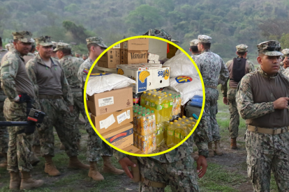 Los militares han recibido donaciones de alimentos y bebidas.