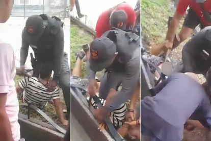 Secuencia del momento en que el populacho capturó y agredió al supuesto criminal.