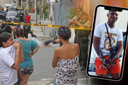 En este auto negro llevaban a la víctima. A un costado, agentes de Criminalística realizaban pericias cerca del cadáver.