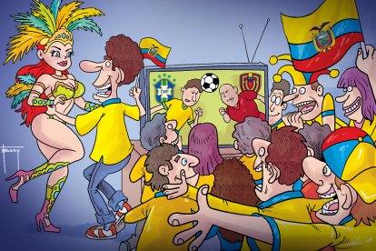 Jueves 1 de febrero del 2024, desde las18:00 los hinchas ecuatorianos haciendo fuerza para que Brasil empate o le gane a Venezuela.