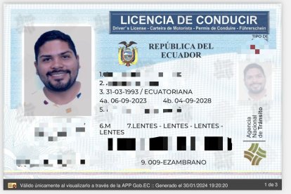 Así luce la licencia digital desde la app Gob.ec