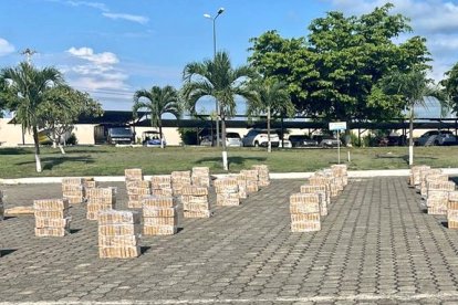 Los camiones y la ilegal sustancia decomisados la tarde del viernes 8 de marzo de 2024.