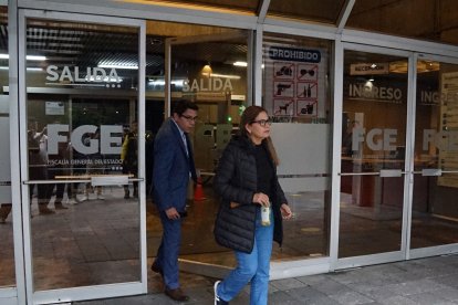 La fiscal provincial del Guayas, Yanina Villagómez, rindió su versión del caso Metástasis en la Fiscalía General del Estado, en Quito.