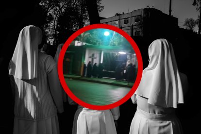 Captura de pantalla que muestra a los extraños visitantes a las afueras del cementerio.