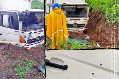 El camión quedó con las huellas de los balazos en la cabina y costado y el fallecido frente al volante.