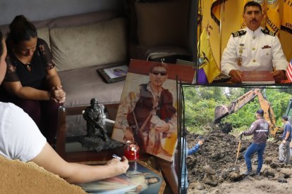 Un altar con  fotografías del marino Gustavo Villalva fue levantado en la  sala de su casa.