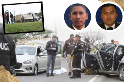 El carro en el que se movilizaban los policías terminó con varios impactos de proyectil en el parabrisas. Se recogieron más de 100 indicios balísticos.