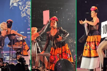 Salma Hayek apareció en concierto de Madonna.