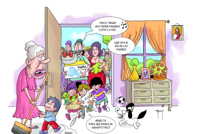 Caricatura de lo que viven algunas madres en su día.