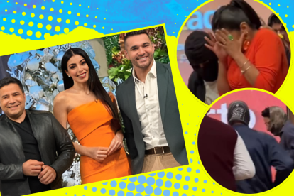 Momento en el que una de las presentadoras de En Contacto realizaba el simulacro