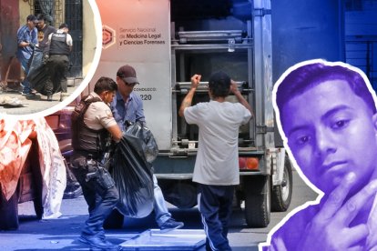 Celestino Tigrero se lamenta mientras ve subir el cuerpo de su hijo Justin Alexander en el carro de Medicina Legal.