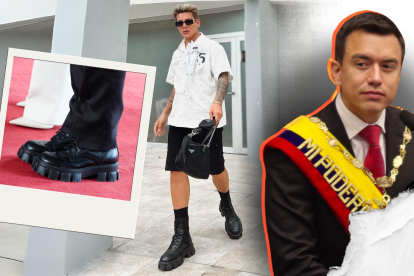 Bryan Barolomé utilizó primero los zapatos del presidente Daniel Noboa.