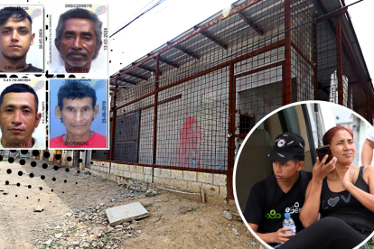 Familiares de Kevin Mendoza lloraban su muerte afuera de la morgue. Otros dos familiares están heridos.