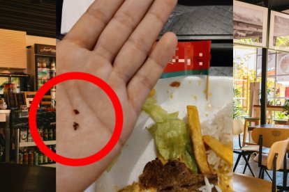 Fotografía del usuario que mostró los vidrios en su comida