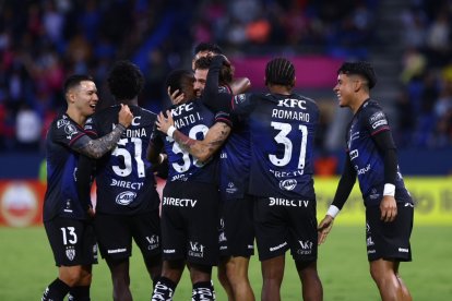 Los jugadores de Independiente del Valle en celebración de uno de los goles en la Libertadores