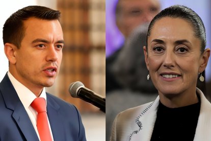 El presidente Daniel Noboa y Claudia Sheinbaum, presidenta electa de México