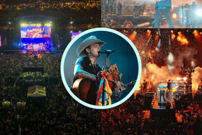 Nodal levantó la bandera ecuatoriana durante su recital en el Machala Vive 2024.