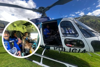 La Policía Nacional usó uno de sus helicopteros para proceder con el rescate de las personas y mascotas