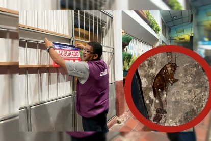 Funcionarios de Arcsa clausurando uno de los establecimiento que no cumplía con las reglas sanitarias