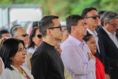El presidente Noboa en el evento de hoy en Santa Elena.