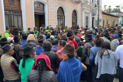 En Chimborazo, la marcha es liderada por el Seguro Social Campesino.