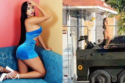 La joven guayaquileña se sacó la ropa interior sobre un carro militar.