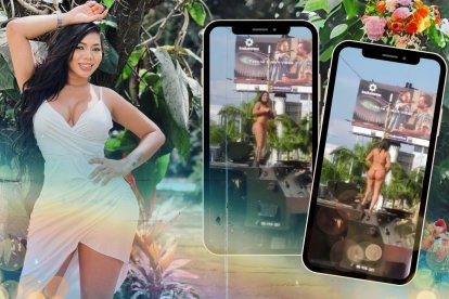 La modelo guayaquileña estaba acompañada de un grupo de personas el día del evento.