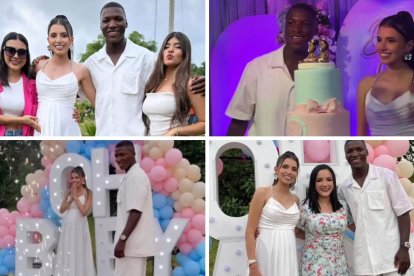 Moisés Caicedo estuvo acompañado de sus familiares en la revelación del género de su hijo.