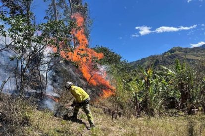 Este jueves. bomberos seguían tratando de controlar el fuego.