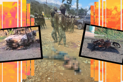 Los uniformados recuperaron cuerpos y localizaron autos y motos quemadas.