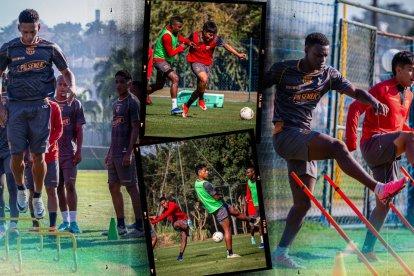 Los jugadores de Barcelona entrenaron en Sao Paulo.