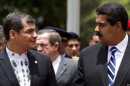 Rafael Correa, expresidente de Ecuador, y Nicolás Maduro, Presidente de Venezuela.