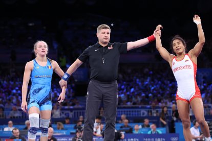 Lucía Yépez en el combate que la catapultó a las semifinales de este miércoles 7 de agosto.