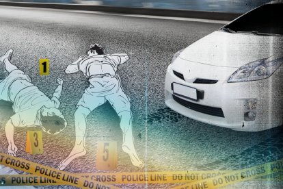 Los cadáveres de los dos sujetos quedaron tendidos sobre la calzada. Murieron al instante.