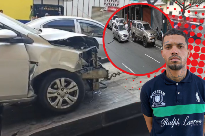 Cámaras de seguridad captaron el secuestro del comerciante. El carro en el que lo subieron resultó dañado después de impactar contra una moto.