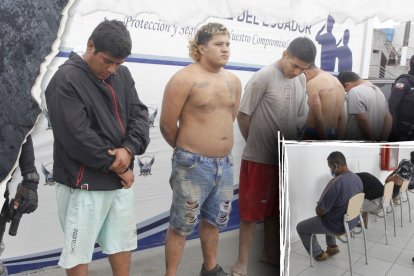 Los sospechosos, incluidos dos menores de edad, fueron presentados en la Unidad de Vigilancia Comunitaria de Durán.Las víctimas, entre ellas una mujer, aún mostraban signos de nerviosismo.