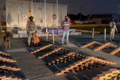 En un almacén en Puerto Bolívar, provincia de El Oro, se hallaron 1.345 bloques de cocaína escondidos en cajas de banano.