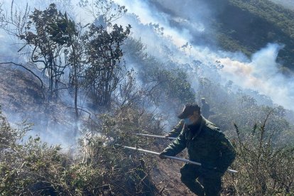 Militares intervieron para intentar apagar las llamas.